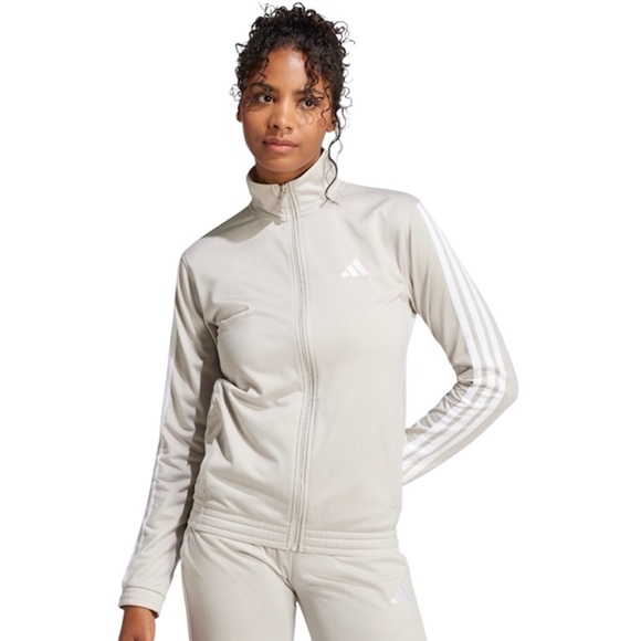 Adidas beige 3 stripe track jacket women’s XL - Picture 1 of 11